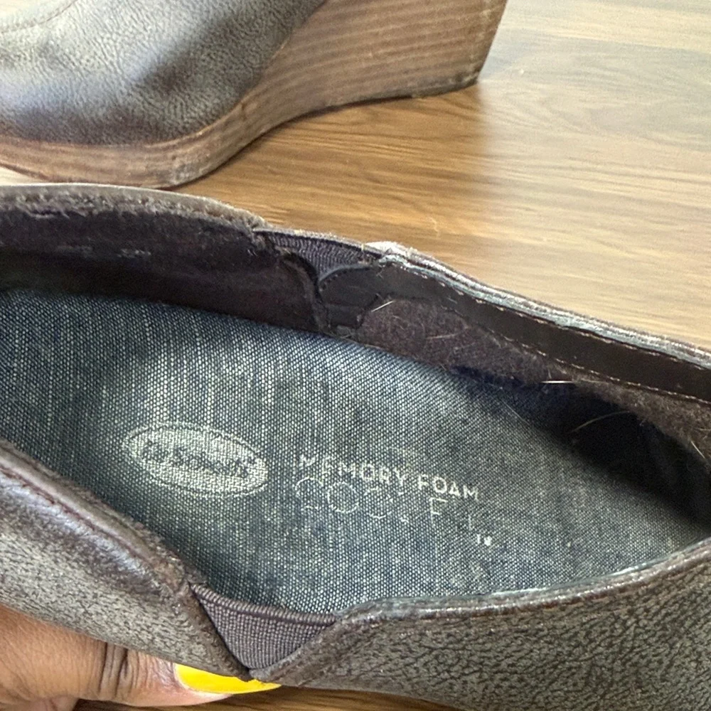 Dr. Scholls Harun Brown Faux Leather Wedge Booties Memory Foam‎ Shoes 7.5M